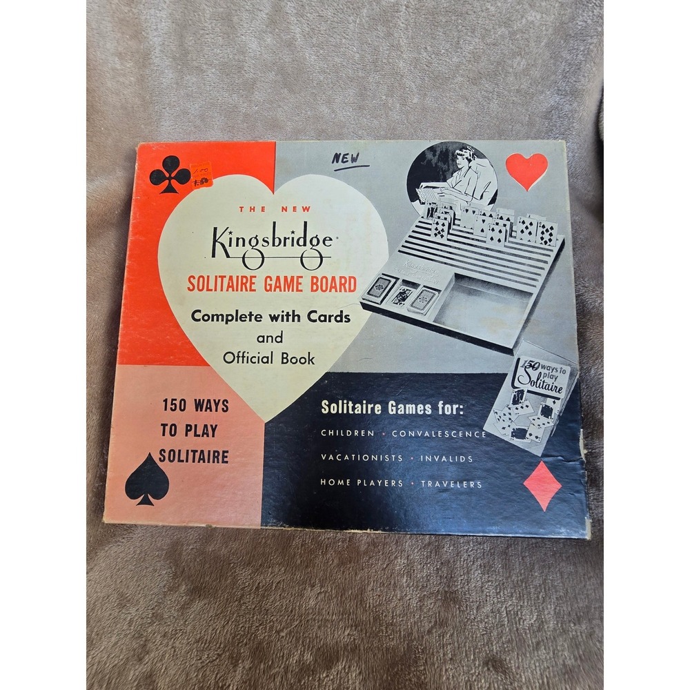 Vintage Kingsbridge Solitaire Game Board Set 150 Ways to Play Cards and Book